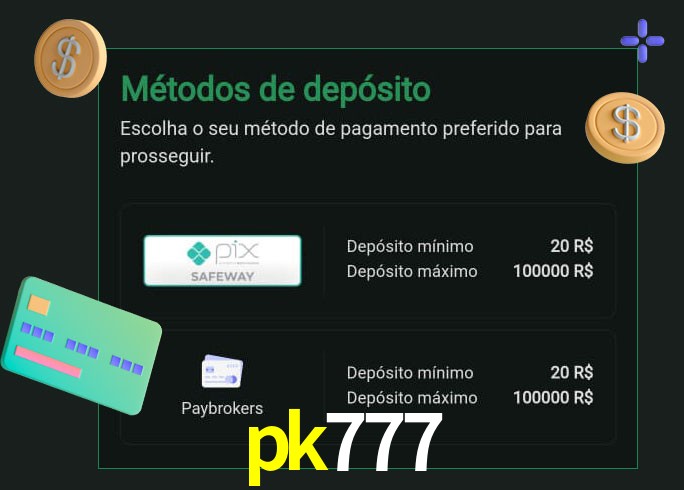 O cassino pk777 oferece uma grande variedade de métodos de pagamento
